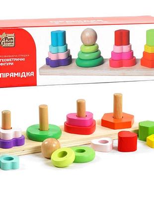 Деревянная игра "пирамидка" "4fun game club wood", в кор., 27*7,5*8 см. (68342)