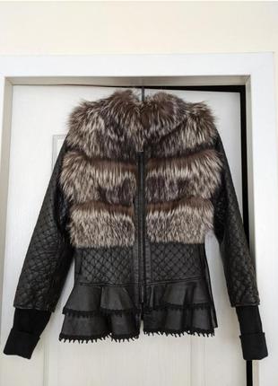 Куртка- жилетка из натуральной кожи и меха.6 фото