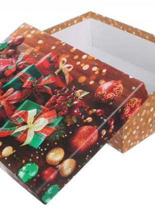 Набір новорічних подарункових коробок "новорічні подарунки", l:32,5 х 23,5 х 8,5 см (комплект 3 шт)2 фото