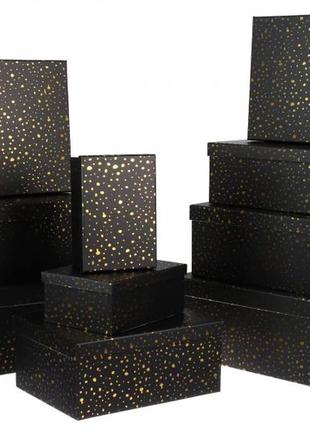 Набір новорічних подарункових коробок "золоті крапки на чорному",l: 37.5*29*16 см (комплект 10 шт)
