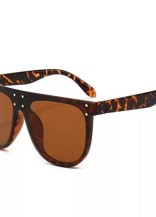 Леопардовые солнцезащитные очки коричневые квадратные большиные очки5 фото