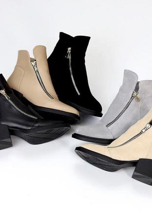 Зимние ботинки классические на небольших устойчивых каблуках, кожа замша мех. замниe ботинки на меху3 фото