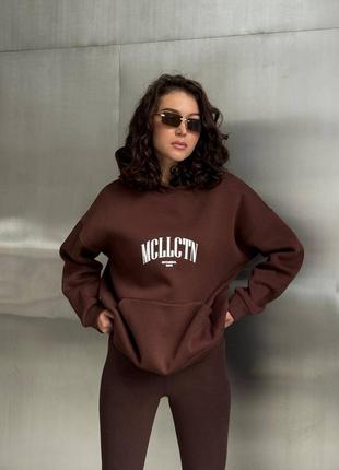 Женский худи оверсайз коричневый, спортивная кофта с капюшоном oversize3 фото