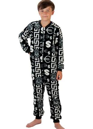 Махровая цельная пижама комбинезон подростковый, комбинезон пижама велсофт махра космос, футбол5 фото