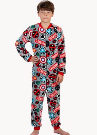 Махровая цельная пижама комбинезон подростковый, комбинезон пижама велсофт махра космос, футбол1 фото
