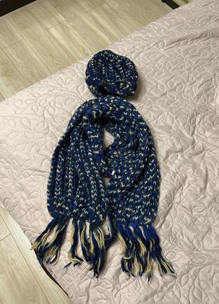 Набор шапка+шарф зимний теплый классный красивый практичный женский