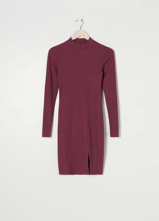 Платье в рубчик с разрезом sinsay xs 32-34 euro польша фиолетовый4 фото