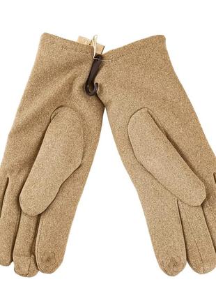 Перчатки женские сенсорные эластичные с мехом fashion зима размер s-l бежевый9 фото