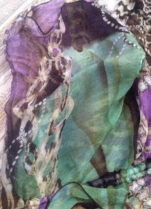 Стильная салатная фиолетовая прозрачная нежнейшая шелковая кофта блуза из 100% шелка с-м6 фото
