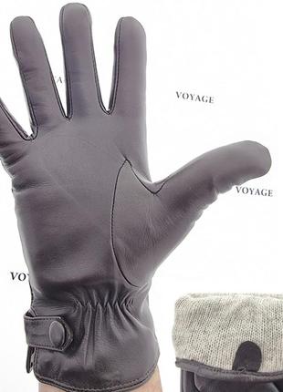 Классические мужские перчатки  из натуральной кожи (лайка) на подкладке из шерсти коричневые2 фото