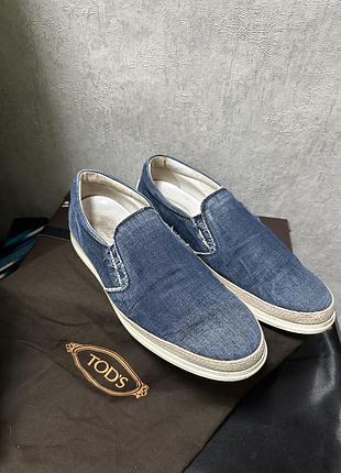 Tods 🔥🔥мокасины джинс и кожа
