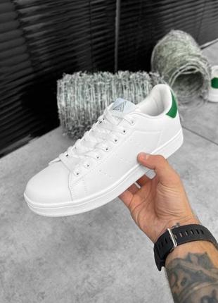 Недорогие мужские классические кроссовки stan smith белые кожаные демисезонные5 фото