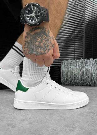 Недорогие мужские классические кроссовки stan smith белые кожаные демисезонные1 фото