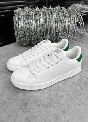 Недорогие мужские классические кроссовки stan smith белые кожаные демисезонные4 фото