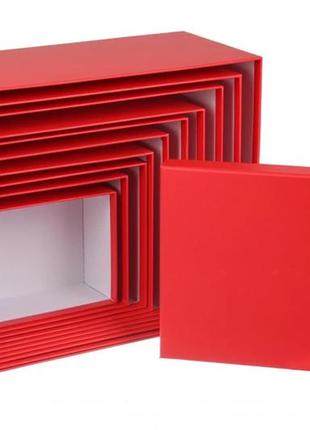 Набір новорічних подарункових коробок червона, l: 37 см х 27 см х 11 см (комплект 10 шт)