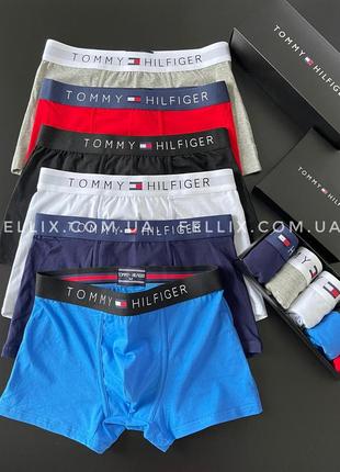 Набір боксерок чоловічий томі хілфігер tommy hilfiger, набір 5шт в подарунковій коробці.  fellix