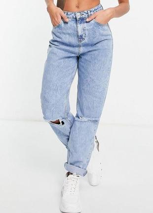 Интересные джинсы мом forever 21 acid wash blue jeans1 фото