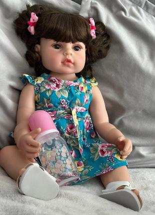 Кукла реборн reborn брюнетка зайка силиконовая 55 см4 фото