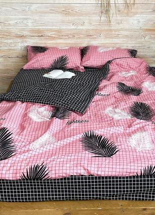 Семейный комплект постельного белья из поликоттона (70% хлопок 30% полиэстер) - перо павлина1 фото