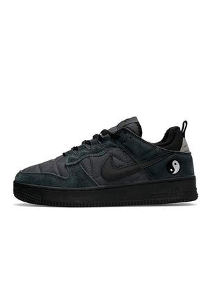 Теплі чоловічі замшеві кросівки на флісі в стилі nike air force 1 yin yang 🆕 утеплені найки3 фото