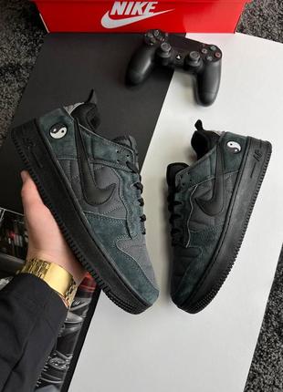 Теплі чоловічі замшеві кросівки на флісі в стилі nike air force 1 yin yang 🆕 утеплені найки9 фото