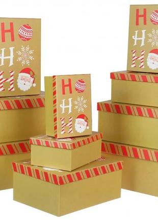 Набір новорічних подарункових коробок "новорічна",l: 37.5*29*16 см (комплект 10 шт)
