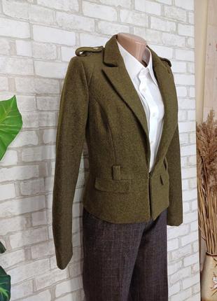 Фирменный yessica мега теплый пиджак/жакет на  24%шерсть в цвете хаки, размер хс-с3 фото