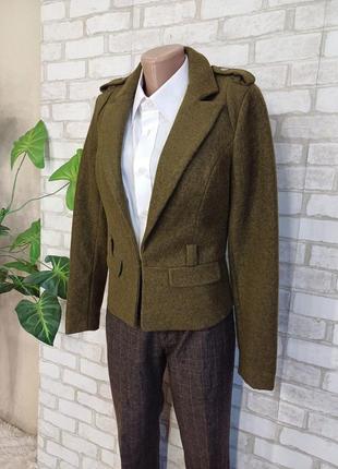 Фирменный yessica мега теплый пиджак/жакет на  24%шерсть в цвете хаки, размер хс-с4 фото