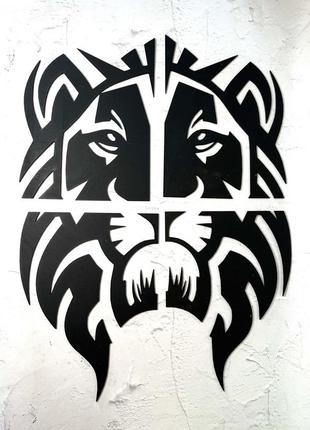 Настенный декор сборный из дерева панно на стену max woody "лев" 58x44 см