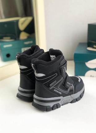 Дитячі зимові термо черевики дутики для хлопчиків 28-32 чорні том м3 фото