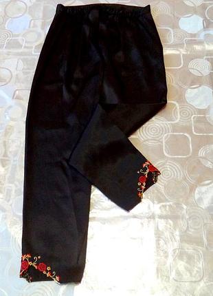 Штанці з вишивкою (піжамний стиль)