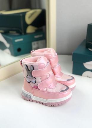 Дитячі зимові термо черевики дутики для дівчаток 23-28 рожеві том м