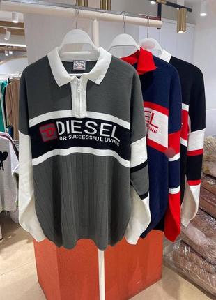 Кофта свитер в стиле diesel графит синий черный