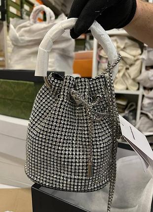 Сумка мешок в камнях стразах серебристая