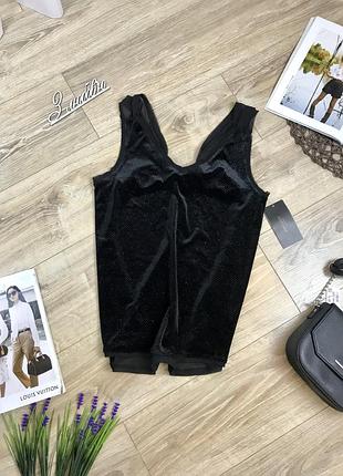 Zara новая шикарная велюровая майка с обалденной шифоновой спинкой 🔥