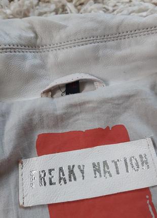 Базовая белая кожаная куртка косуха, freaky nation, p. 38-4010 фото