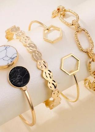 Набор женских браслетов 4шт комплект золотой бижутерии