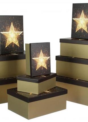 Набір новорічних подарункових коробок "новорічна зірка", l: 37.5*29*16 см (комплект 10 шт)