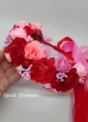 Український віночок/ вінок/ під вишиванку/ ободок з трояндами