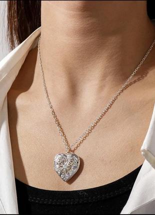 Кулон подвеска цепочка кулончик подвеска сердечко открывается сердечко