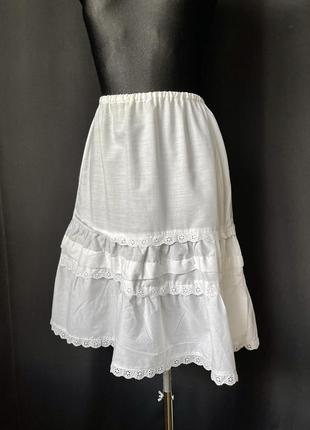 Нижняя юбка хлопок винтаж белая юбка подьюбник