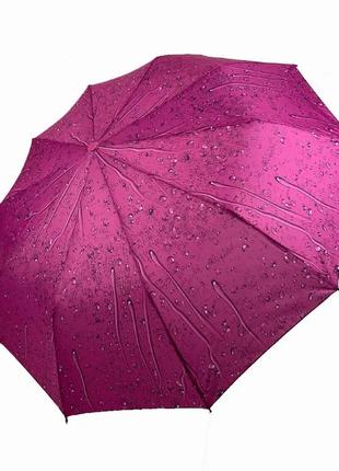 Складна жіноча парасоля напівавтомат "краплі дощу"3 фото