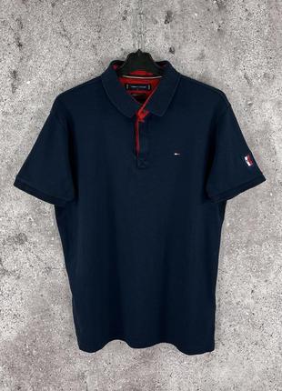 Tommy hilfiger polo футболка чоловіча темно синя розмір м/л1 фото