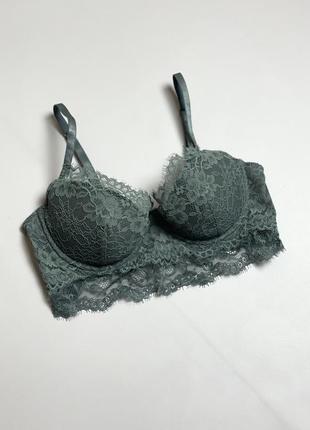 Бралет, бра, лиф, лифчик,бюстгальтер ,кружевной , хаки, h&m