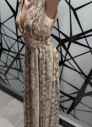 Шикарное платье в пол бежевый питон от h&m 46-486 фото