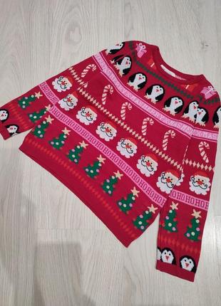 Свитер с новогодним принтом, h&amp;m, р. 110/116