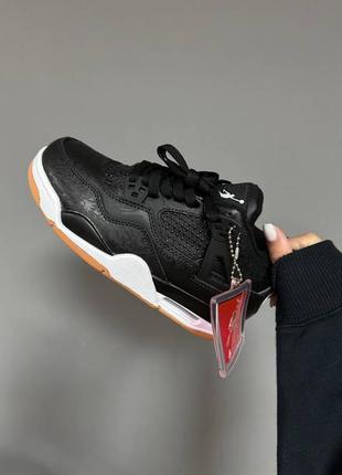 Кроссовки мех nike air jordan 4 retro «&nbsp;laser black gum&nbsp;» fur3 фото