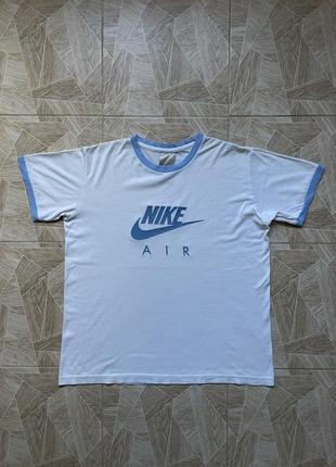 Мужская футболка y2k retro 90s vintage nike big velour logo white street tee