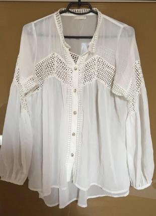 Нежная блуза блузка чисто белая гипюр нарядная стильная модная оверсайз3 фото