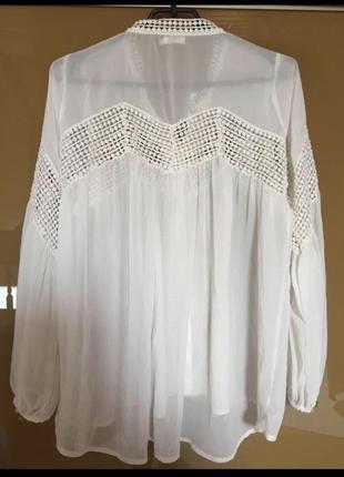 Нежная блуза блузка чисто белая гипюр нарядная стильная модная оверсайз4 фото